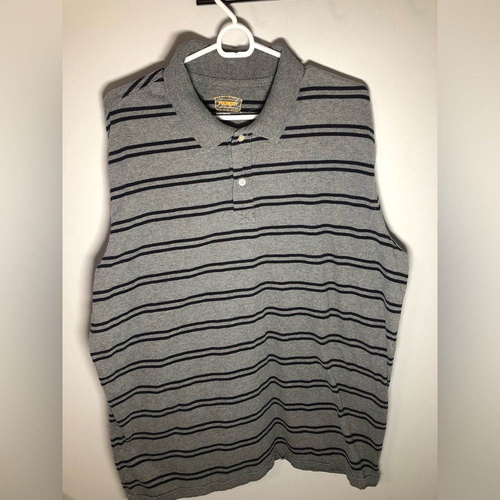 Foundry Supply Co Long Sleeve Polo Shirt XLT, Stripes, Grey